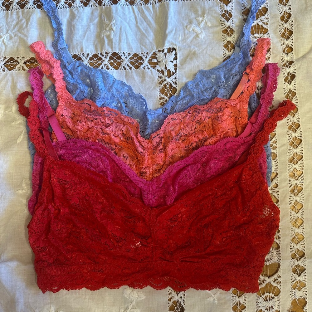Cosabella Lace Bralette Set in Red, Pink, Coral, Periwinkle